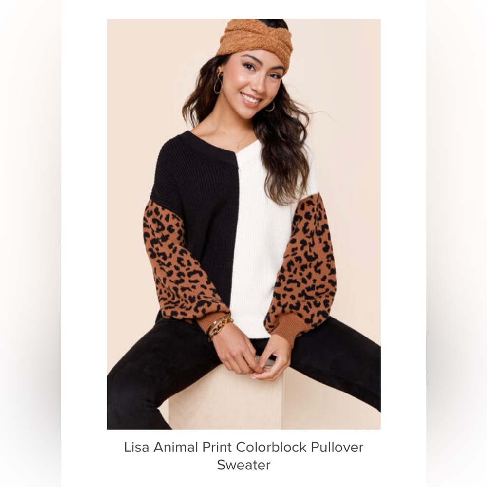 Leopard-Print Oversized Colorblocked Sweater
